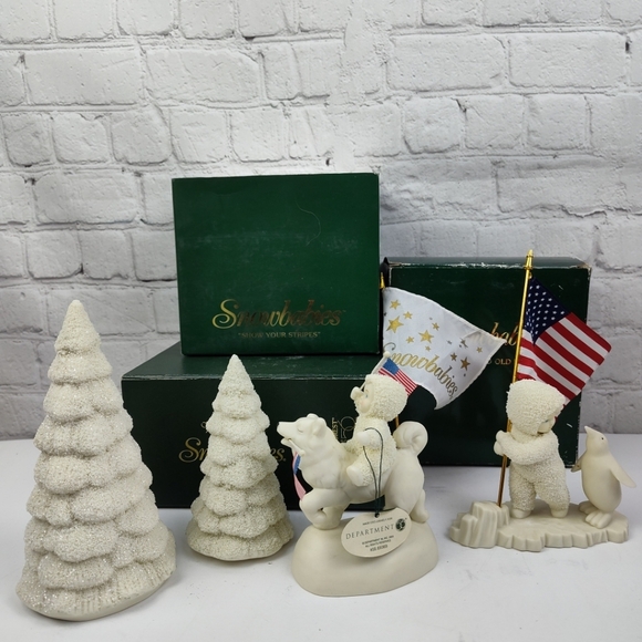 Snowbabies Its a Grand Old Flag Show your Stripes Frosty Forest Lot Dept 56 Lot - Picture 1 of 16